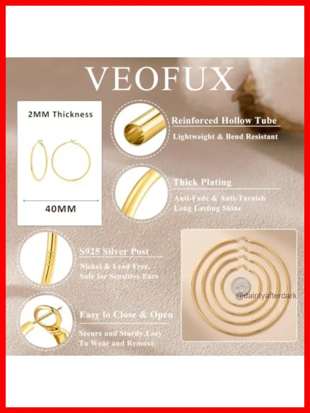 2mm Thin Gold Hoop Earrings for Women Hypoallergenic